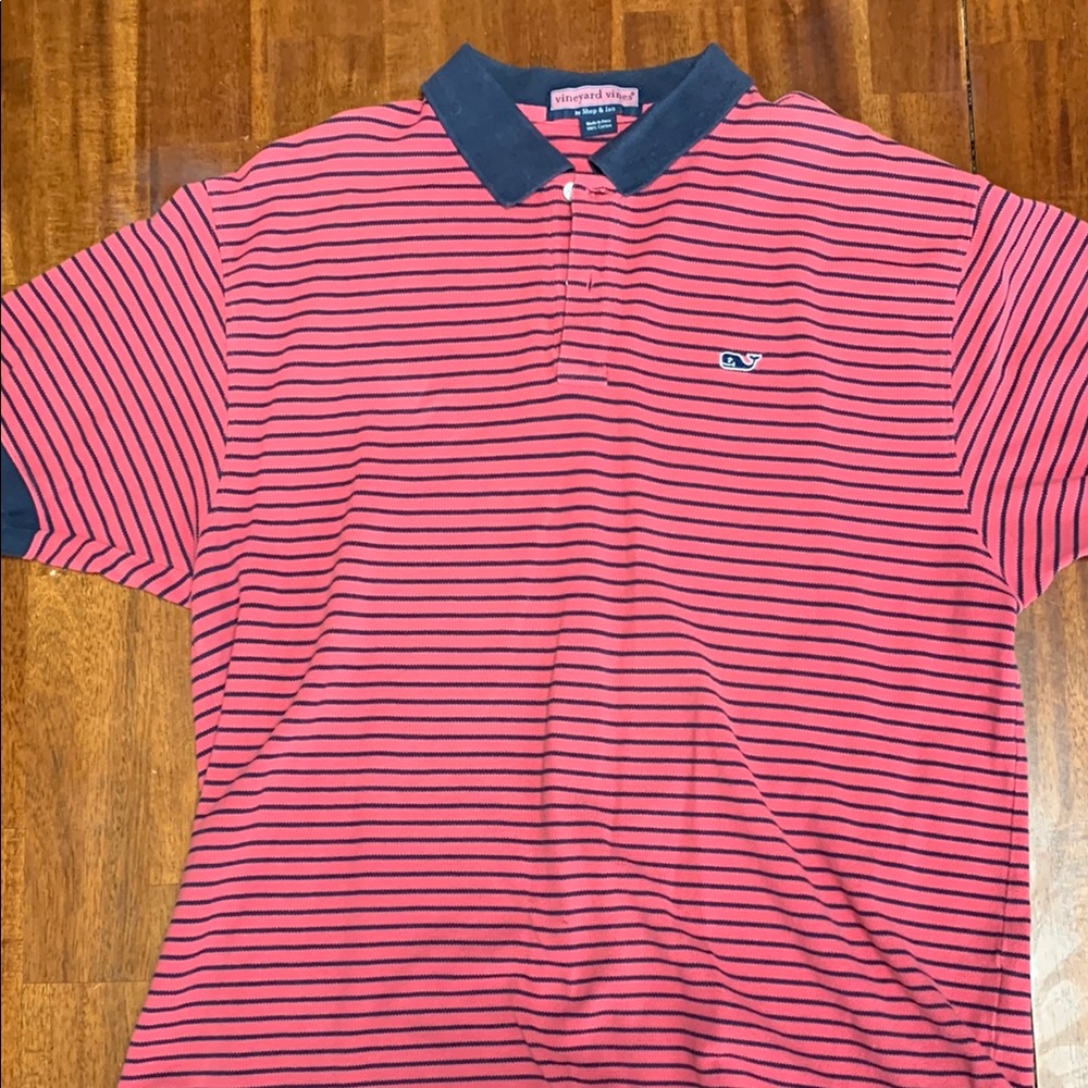 Vineyard Vines Men's Pink Striped Polo Shirt